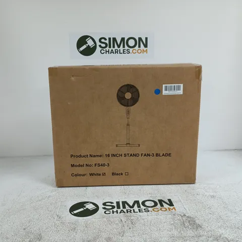 16" STAND FAN -3 BLADE WHITE BOXED