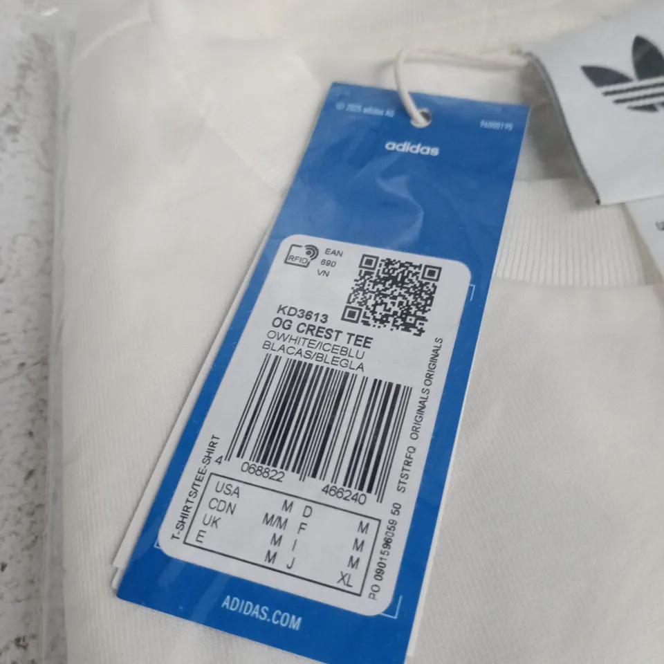 ADIDAS ORIGINALS OG CREST TEE – WHITE, UK M (USA M, CDN M, EU M) KD3613