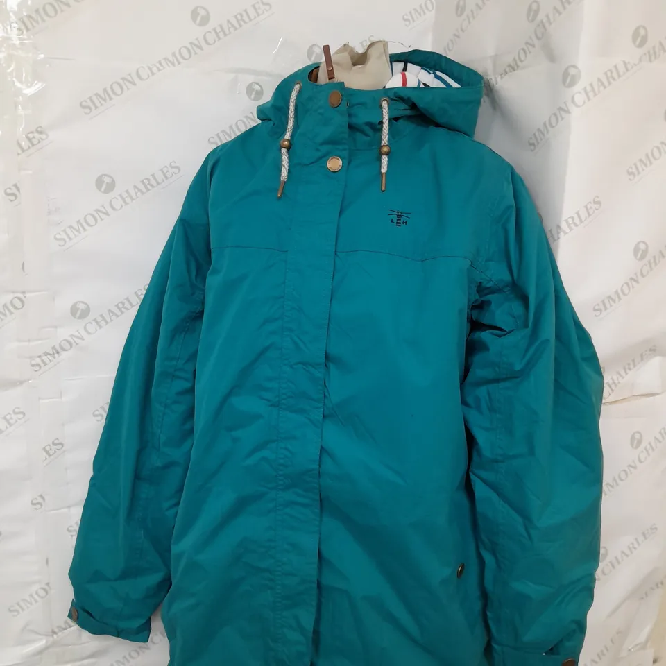 LIGHTHOUSE EVA LONG WATERPROOF & BREATABLE JACKET IN PEACOCK SIZE 16