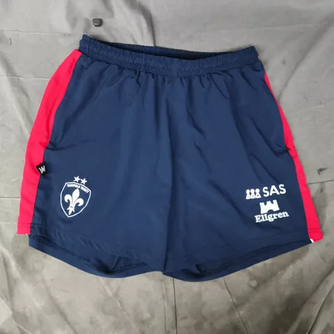 ELLGREN WAKEFIELD TRINITY RUGBY SHORTS IN NAVY/RED SIZE LARGE