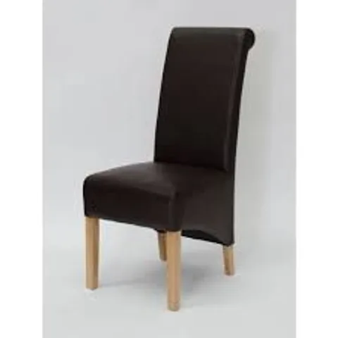 BOXED RICHMOND BROWN LEATHER DINING CHAIR - OAK LEGS