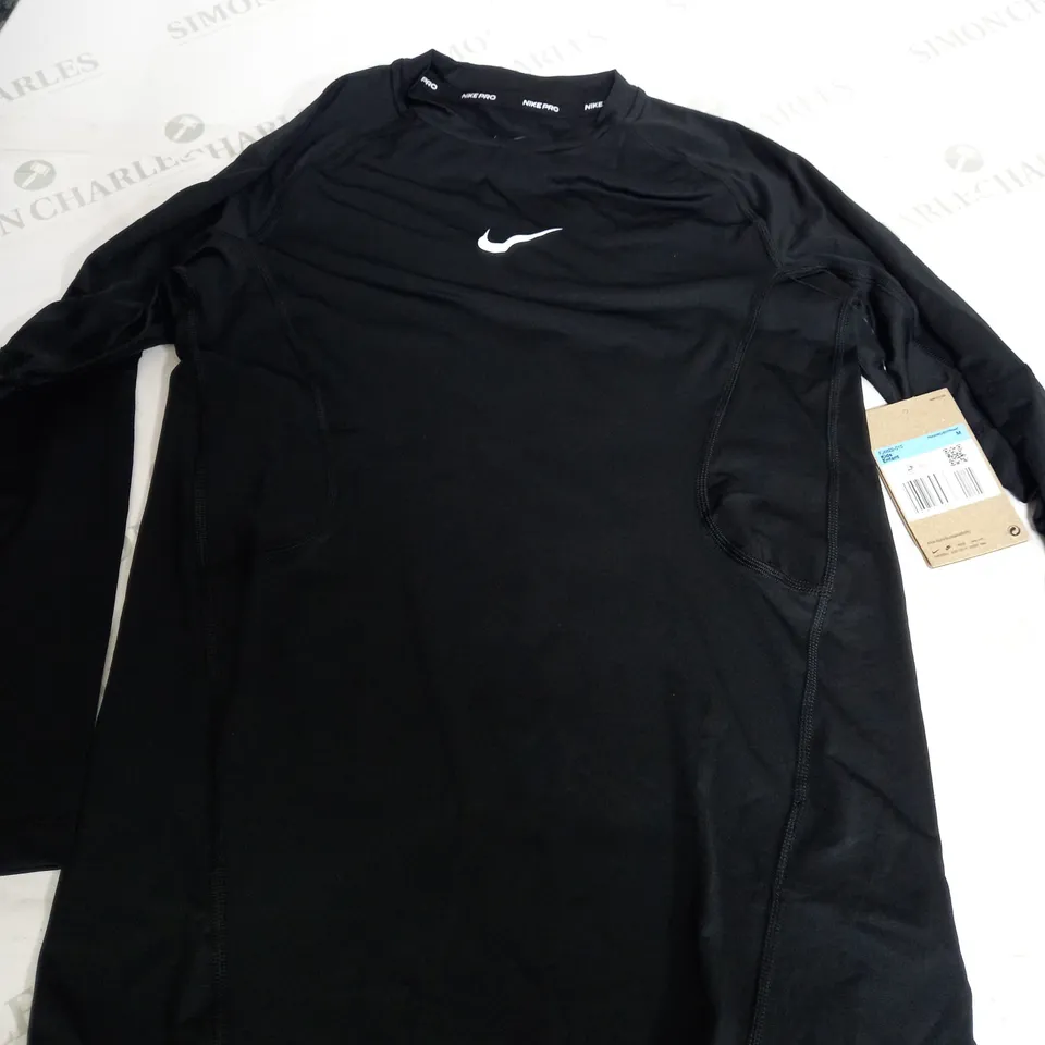 NIKE PRO BLACK LONG SLEEVE T-SHIRT - KIDS MEDIUM