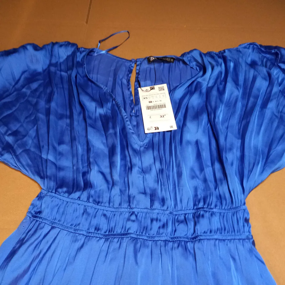 ZARA PUFFY SLEEVE DRESS IN BLUE - XS