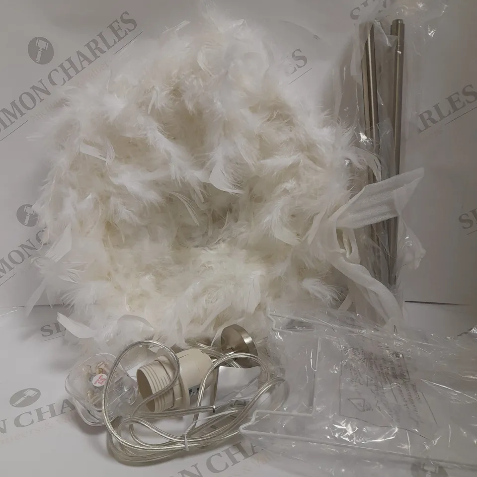 ELLIE FEATHER WHITE TABLE LAMP	 RRP £48