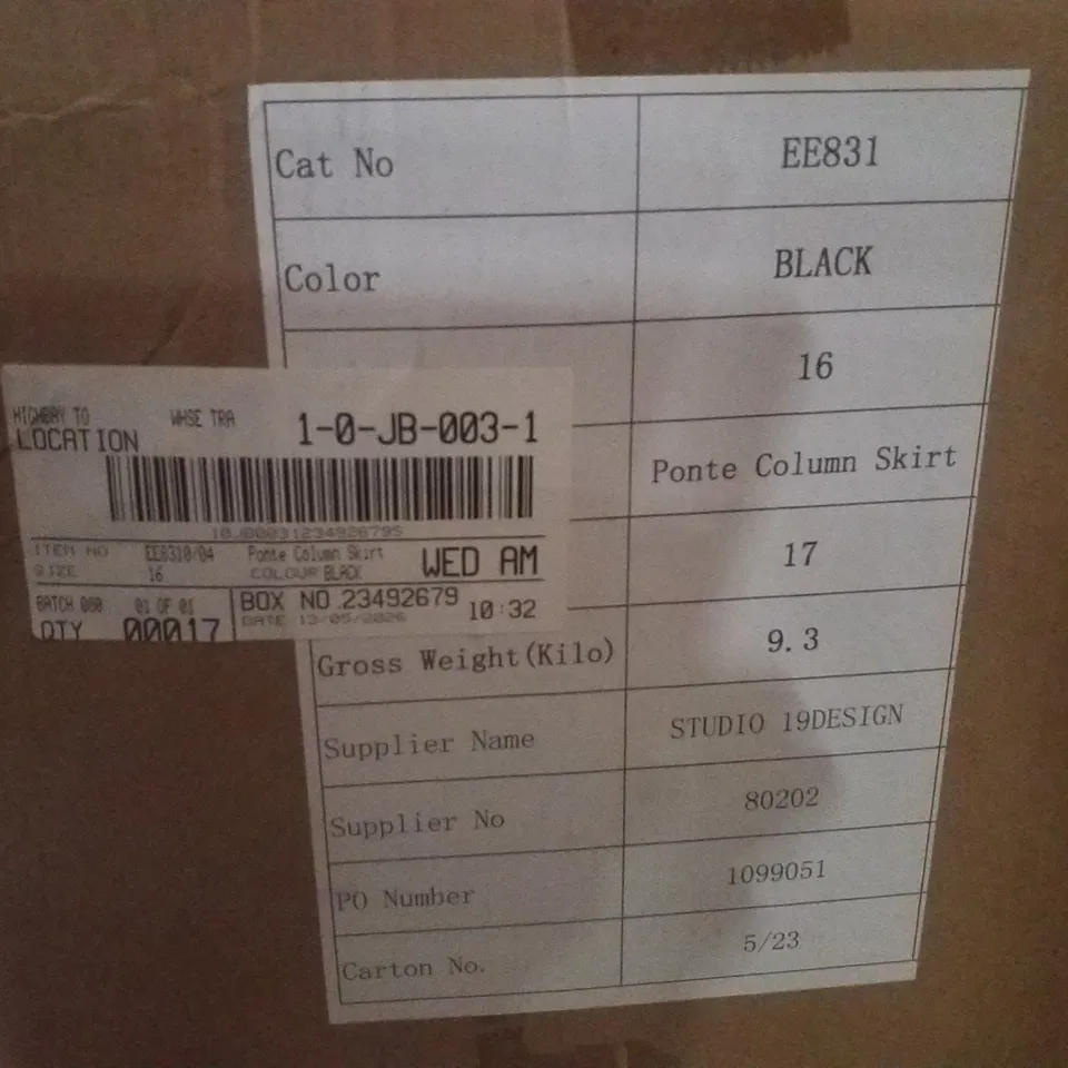 BOX CONTAINING APPROXIMATELY 17 BRAND NEW JD WILLIAMS BLACK PONTE COLUMN SKIRTS - SIZE 16 