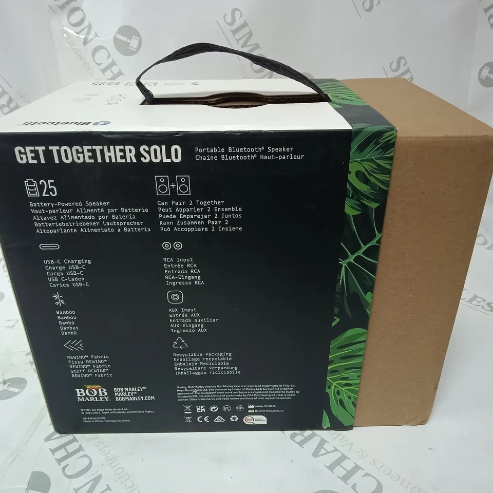 BOXED MARLEY GET TOGETHER SOLO PORTABLE BLUETOOTH SPEAKER 