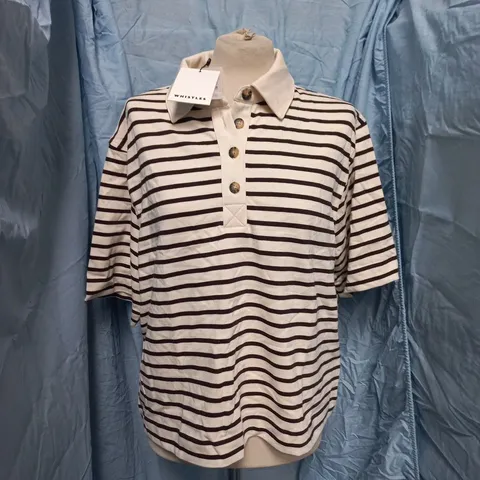 WHISTLES SHORT SLEEVE STRIPE POLO - M