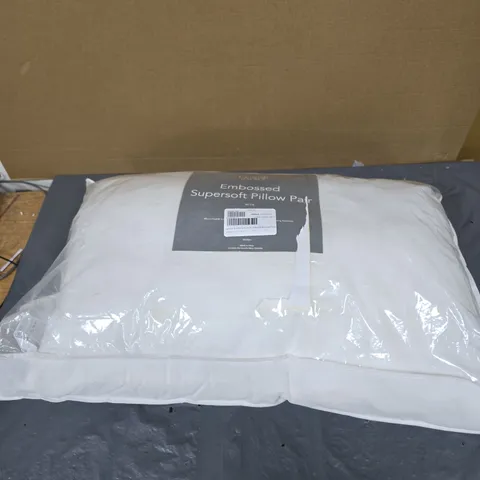 SUPERSOFT BY COZEE HOME SET OF 2 EMBOSSED MICRO-FRESH PILLOWS