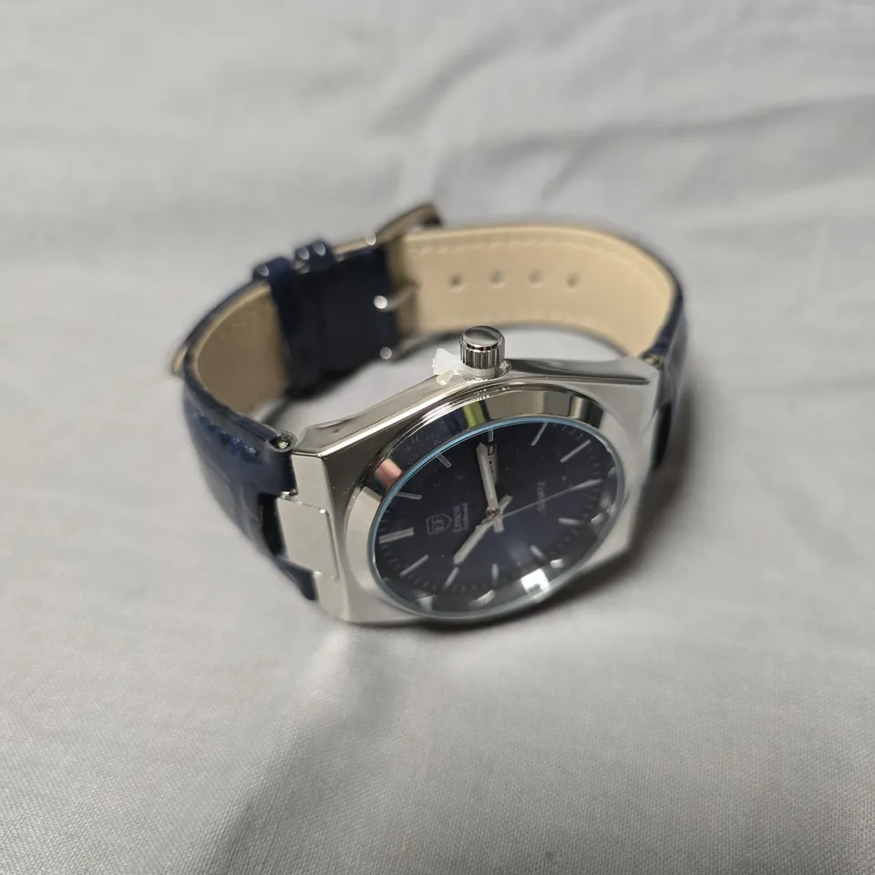 MENS ERNEST FERDINAND WATCH – DAY DATE CALENDAR DIAL – LEATHER STRAP