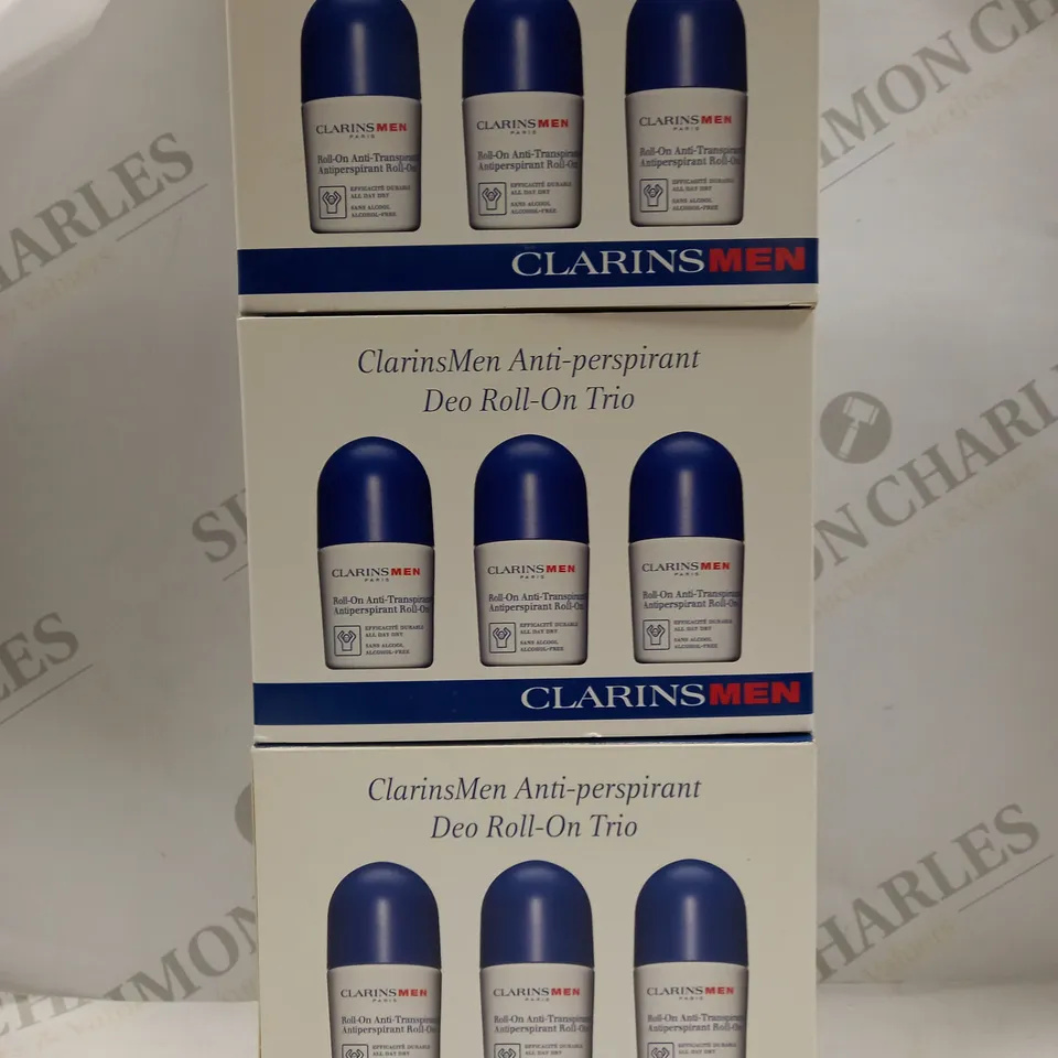 LOT OF 3 CLARINS MEN ANTI-PERSPIRENT DEO ROLL-ON TRIO