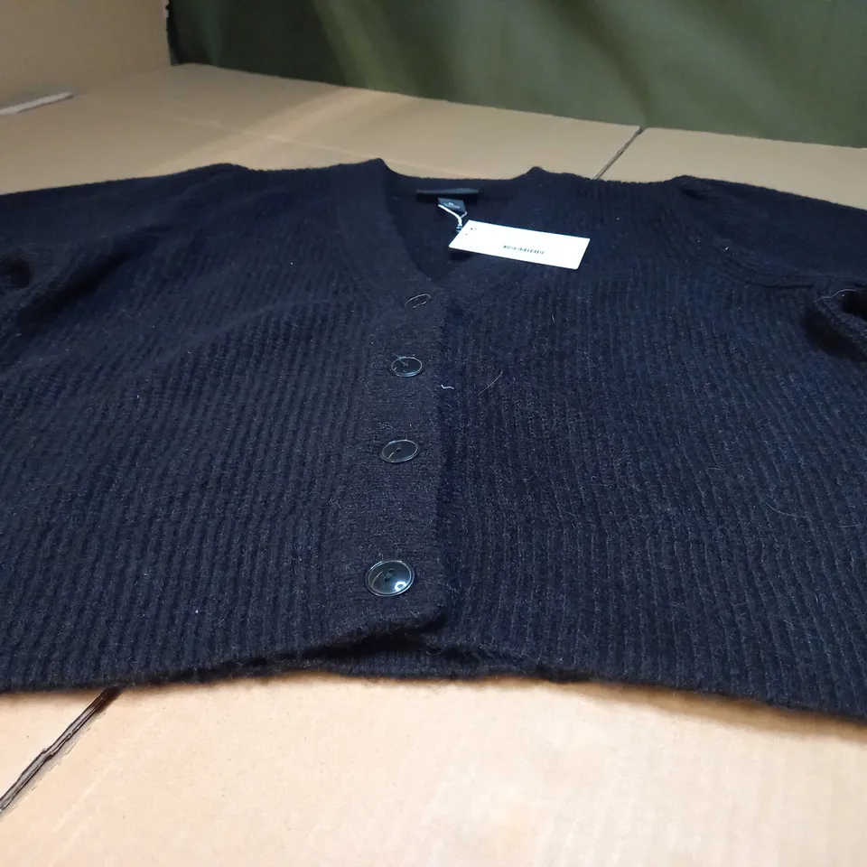 MONKL BLACK CROPPED SLEEVE KNITTED CARDIGAN - XL