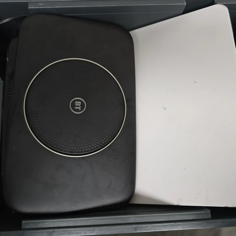 APPROXIMATELY 12 ASSORTED HOUSEHOLD ITEMS TO INCLUDE ROUTERS, CABLES, REMOTES, ETC