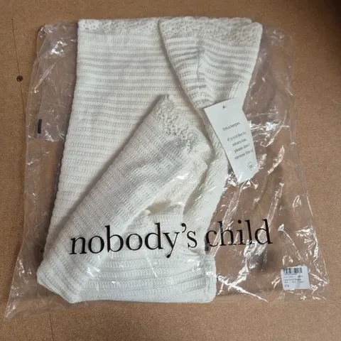 BAGGED NOBODYS CHILD CROCHET TRIM LL WAISTCOAT IN WHITE - UK SMALL