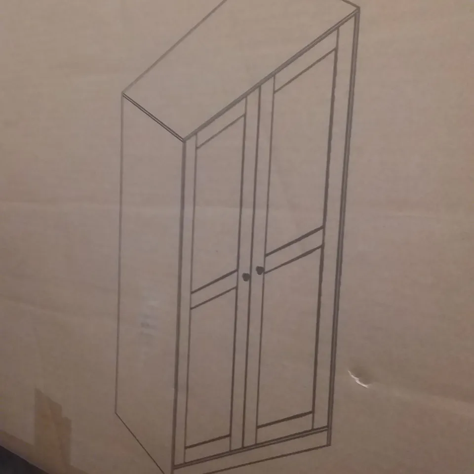 BOXED STEVIE SHAKER 2 DOOR WARDROBE GREY