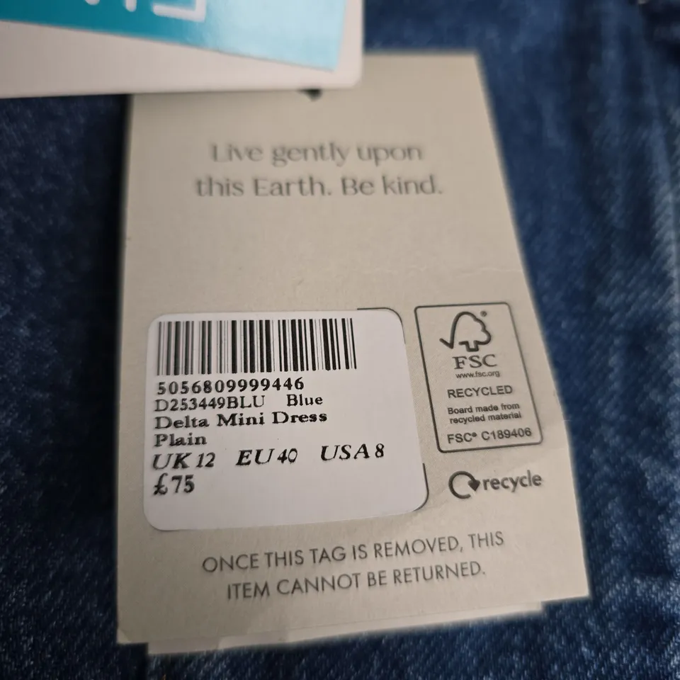 NOBODY'S CHILD DELTA MINI DRESS – DENIM BLUE, WOMEN'S DRESS UK 12 (EU 40, USA 8)