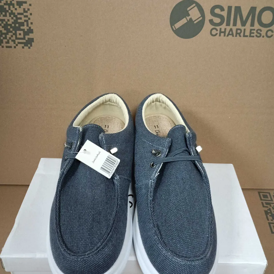 BOXED PAIR OF CHARLES SOUTHWELL ALBERTO DENIM SLIP-ON SHOES – BLUE – UK 11