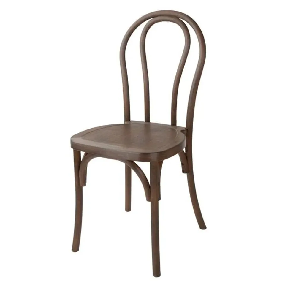 BOXED BOLERO SOHO BENTWOOD STYLE RESIN CHAIRS WALNUT (4 PACK) - (1 BOX)
