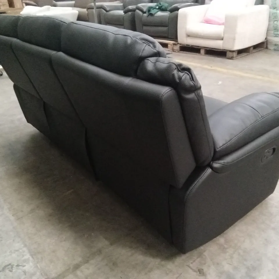 ALBION LUXURY FAUX LEATHER 3 SEATER HIGH BACK MANUAL RECLINER SOFA - BLACK RRP £619