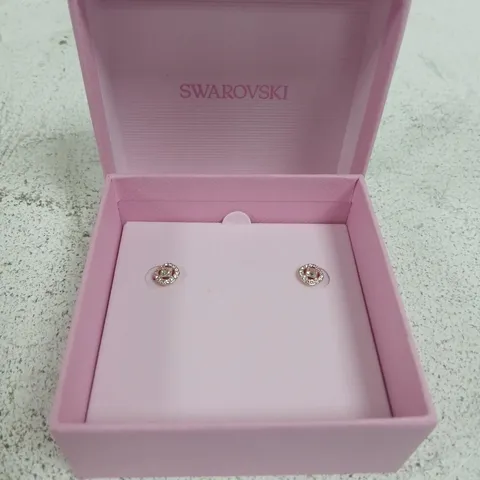 SWAROVSKI CRYSTAL STUD EARRINGS IN PINK PRESENTATION BOX