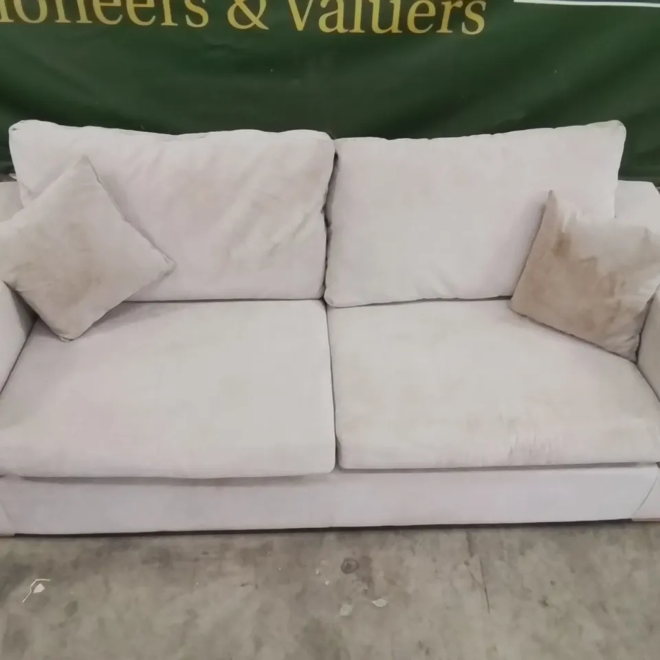 QUALITY DESIGNER 3 SEATER GREY FABRIC UPHOLSTERED SOFA
