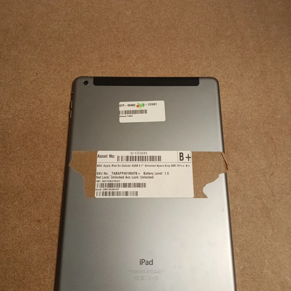 APPLE IPAD AIR 32GB SPACE GREY – CELLULAR, 9.7IN