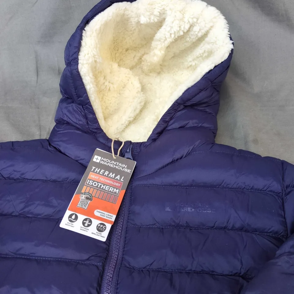 MOUNTAIN WAREHOUSE KIDS' NAVY FUR-LINED PADDED JACKET – 13 YEARS