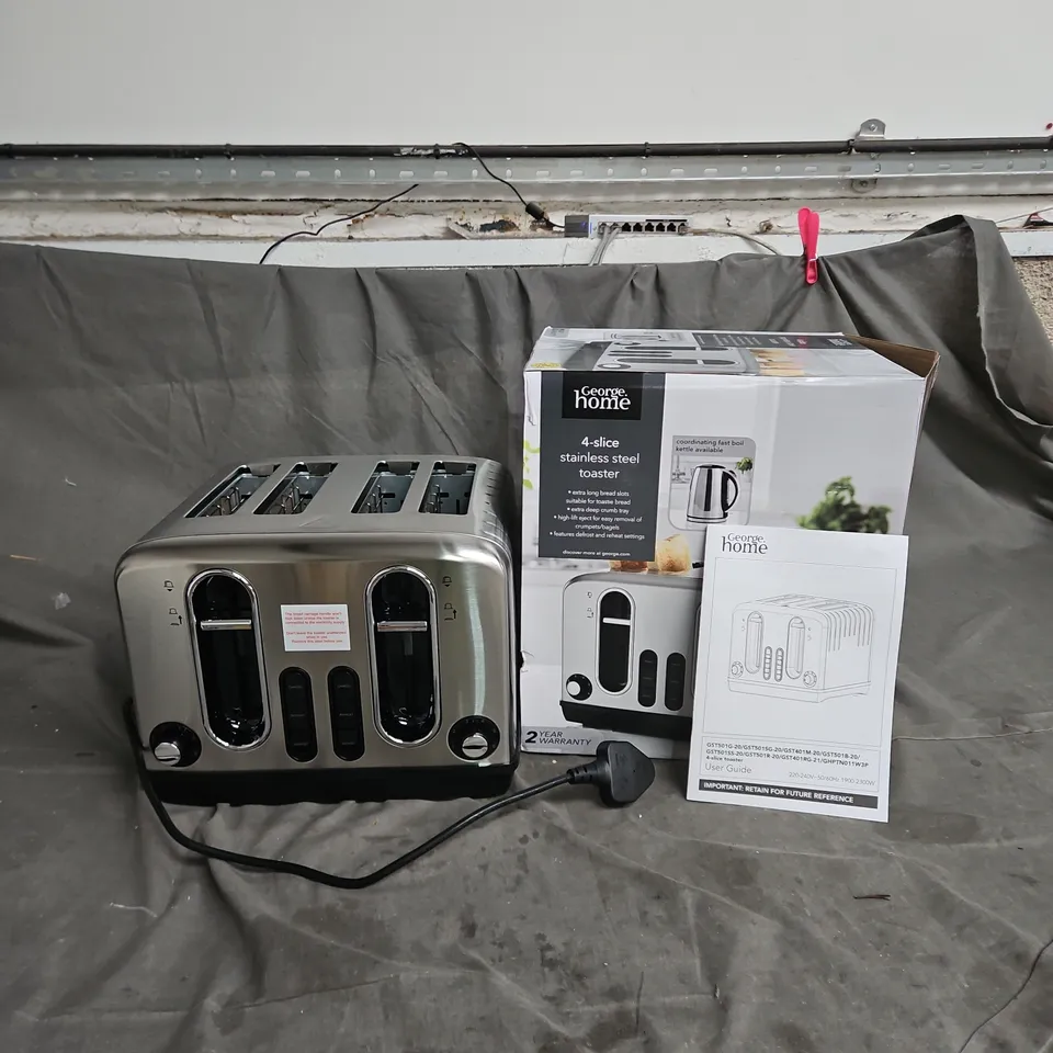 BOXED HOME 4-SICE STAINLESS STEEL TOASTER
