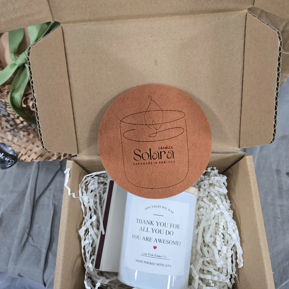 SOLANA CANDLE – THANK YOU FOR ALL YOU DO, YOU ARE AWESOME (100% VEGAN SOY WAX), HANDMADE IN ENGLAND