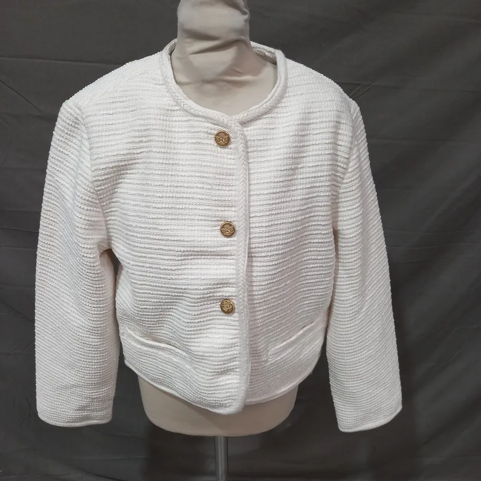 ABERCROMBIE & FITCH OFF WHITE BUTTON UP JACKET - LARGE