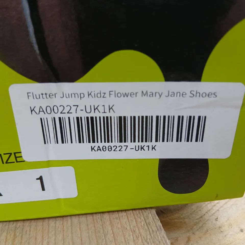 BOXED KOI KIDZ FLUTTER JUMP KIDZ FLOWER MARY JANE SHOES – BLACK, UK 13