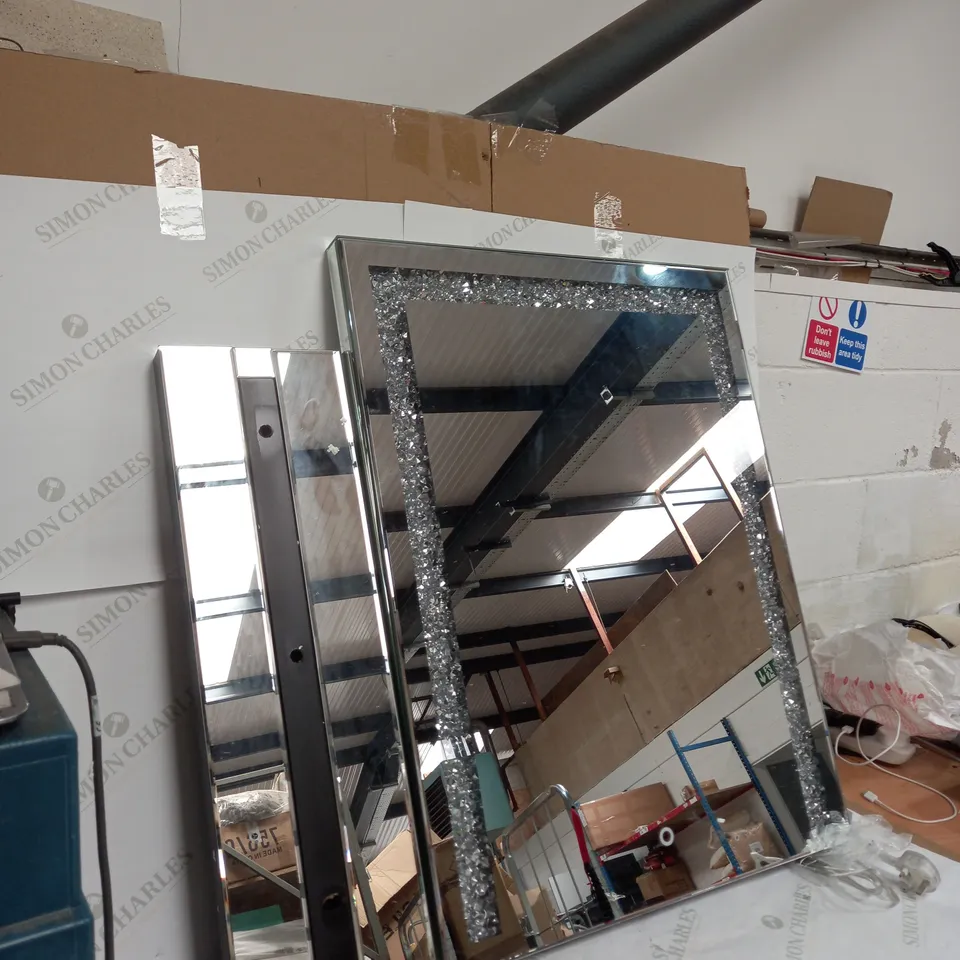 JM BY JULIEN MACDONALD LARGE ENCAPSULATED CRYSTAL LIGHT UP TABLE MIRROR - COLLECTION ONLY