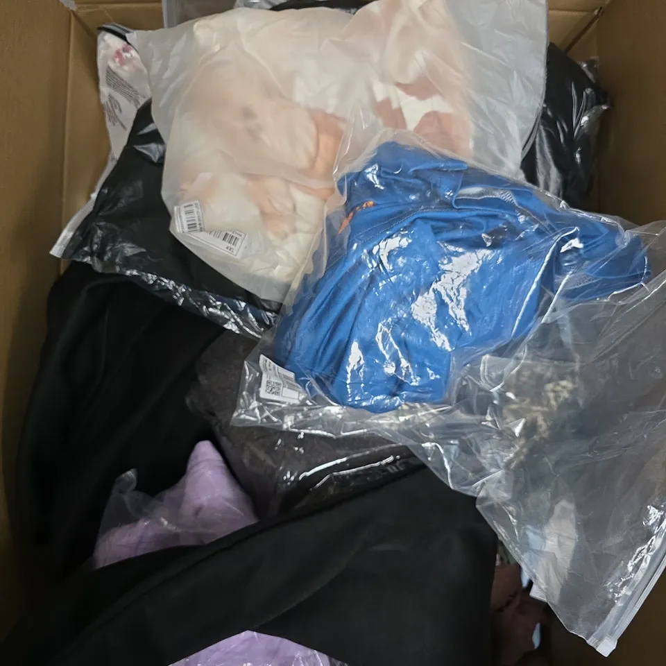 APPROXIMATELY 25 ASSORTED CLOTHING PRODUCTS IN VARIOUS STYLES & SIZES TO INCLUDE JACKETS, T-SHIRTS, DRESSES ETC