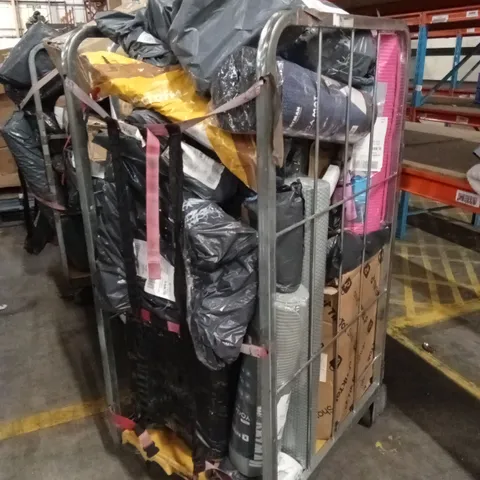 CAGE OF ASSORTED HOUSEHOLD GOODS AND PRODUCTS TO INCLUDE; YOGA MATS ETC- CAGE NOT INCLUDED