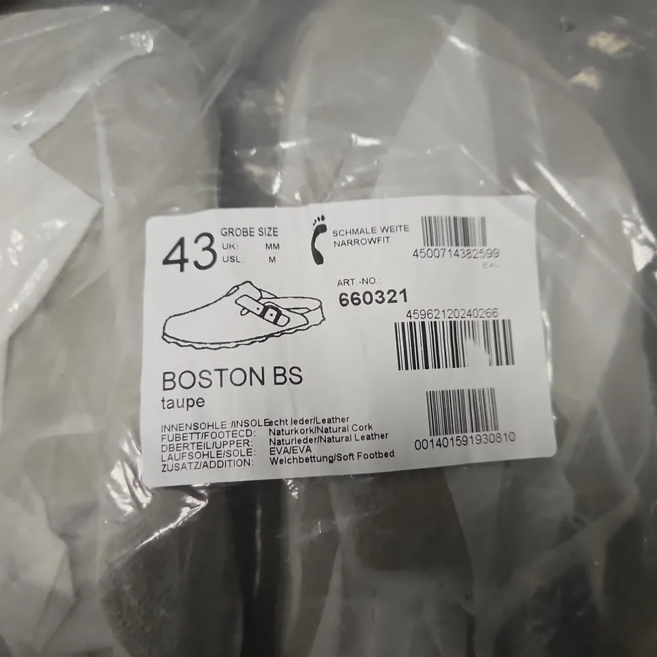 BIRKENSTOCK BOSTON BS TAUPE SUEDE SLIP-ON CLOG – UK 9 (EU 43)