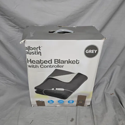 BOXED ALBERT AUSTIN HEATED BLANKET WITH CONTROLLER IN GREY