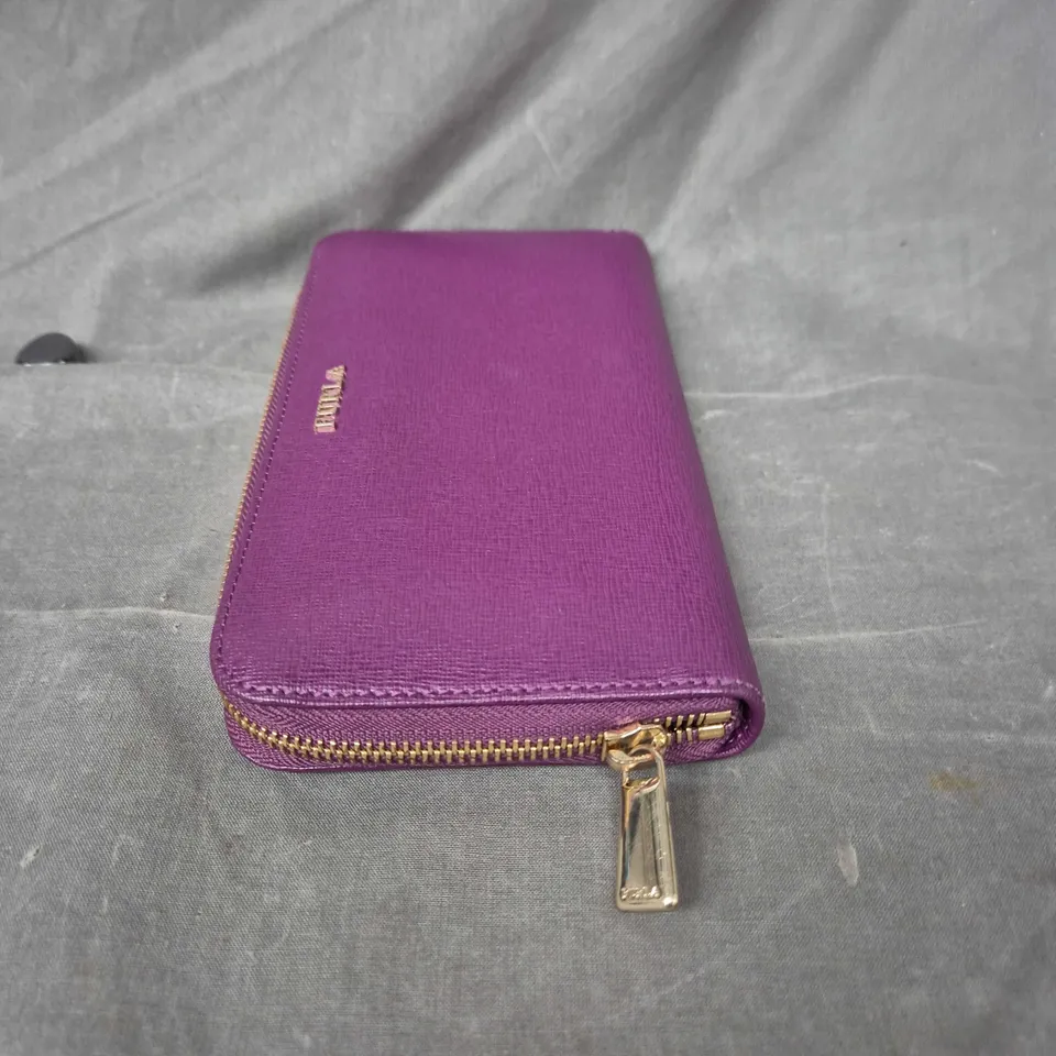 FURLA PURPLE LEATHER ZIP WALLET