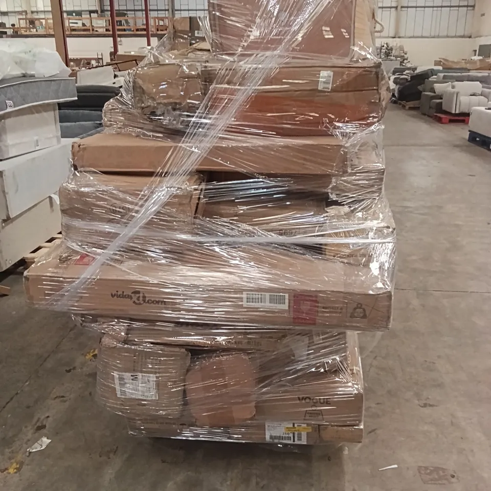 PALLET OF ASSORTED CATERING / FURNITURE ITEMS INCOMPLETE INCLUDING, JANTEX MOP BUCKET 30L, CLOTHING BASKET, GARDEN GREENHOUSE
