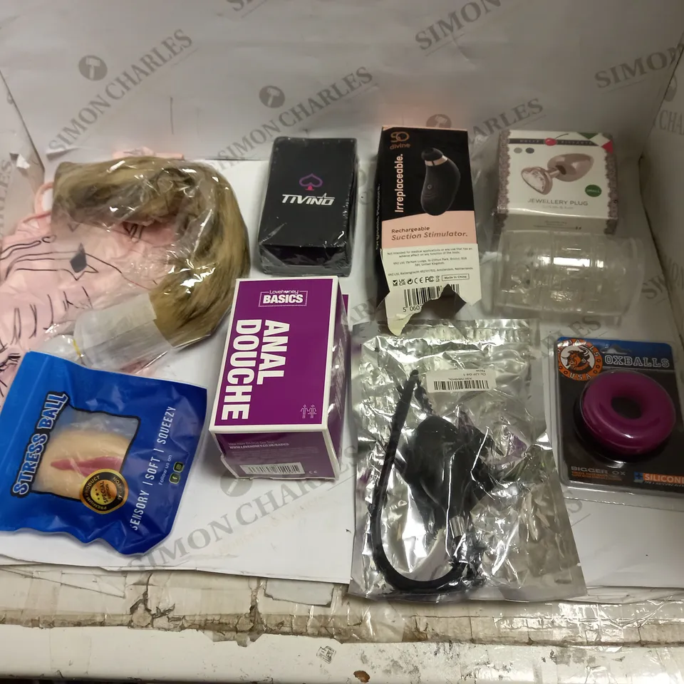 LOT OF APPROX 10 ASSORTED ADULT ITEMS TO INCLUDE ANAL KITS, MALE MASTURBATOR, VIBRATOR ETC