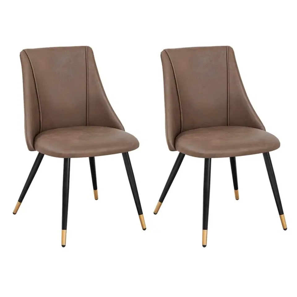 BOXED PAIR HERTFORDSHIRE PARSONS CHAIRS DARK BROWN