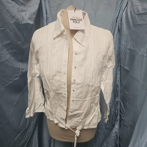 PRINCESS PLLY TAELYNN 3/4 SLEEVE BUTTON UP SHIRT IN WHITE - UK 12