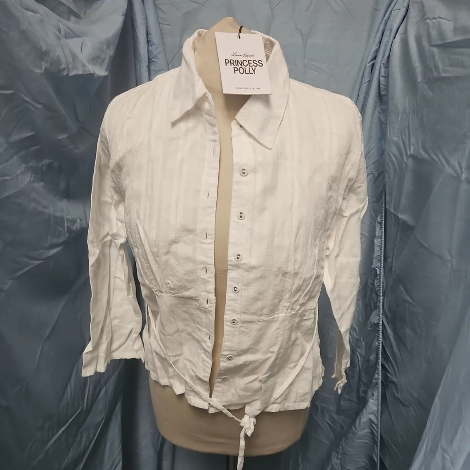 PRINCESS PLLY TAELYNN 3/4 SLEEVE BUTTON UP SHIRT IN WHITE - UK 12