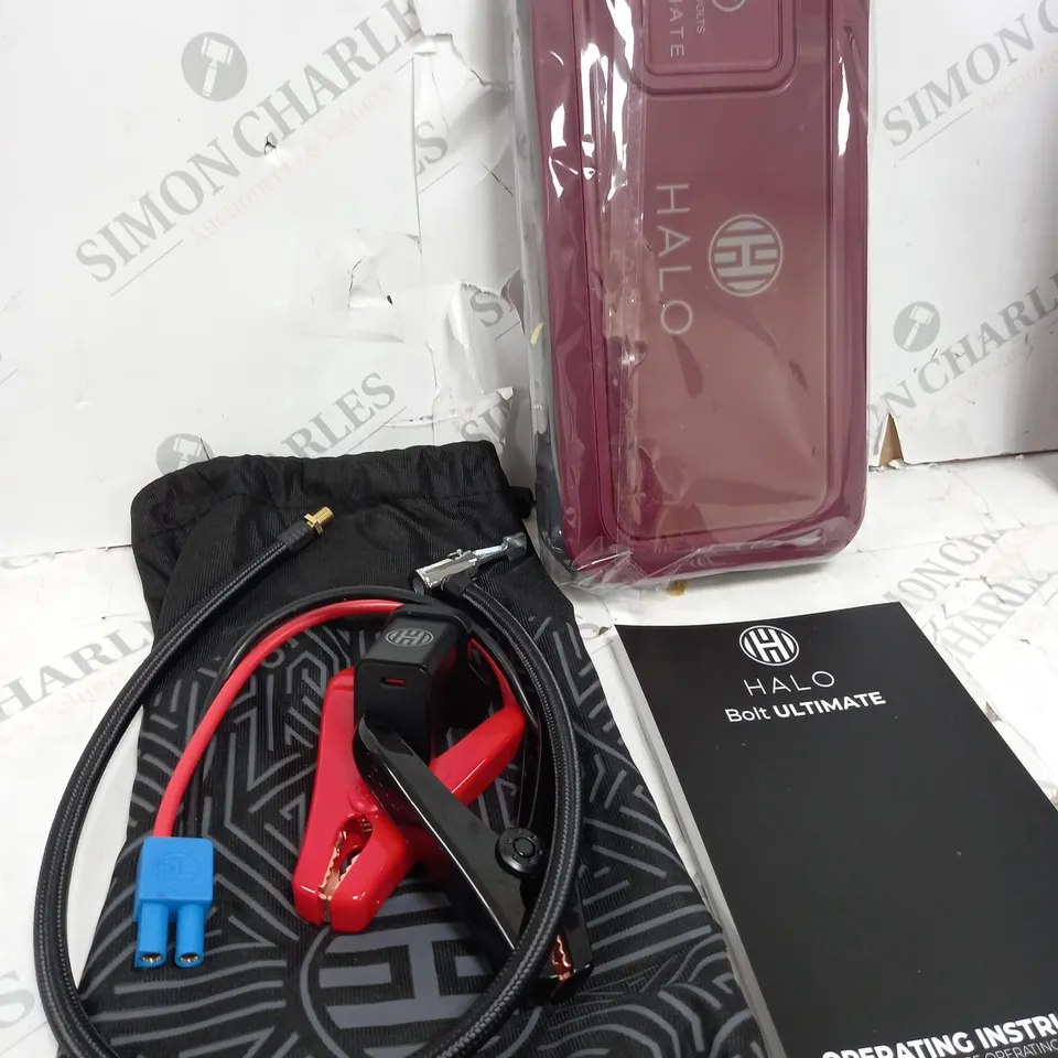 BOXED HALO BOLT ULTIMATE POWER BANK W/JUMP STARTER AIR COMPRESSOR & AC OUTLET BLACK/MARBLE