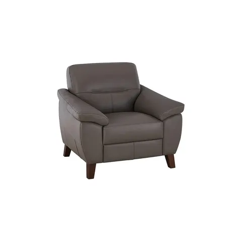 BOXED OAK FURNITURE LAND SALENTO ARMCHAIR IN DARK GREY LEATHER