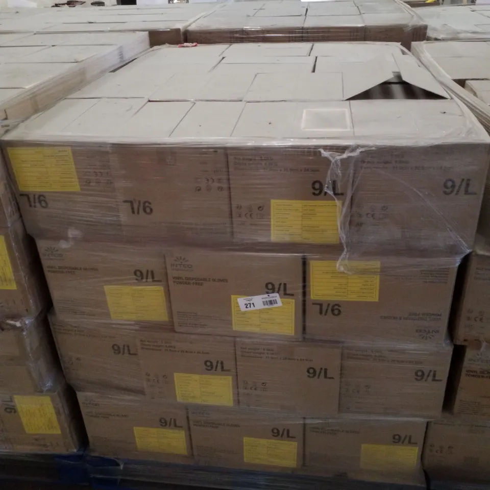 PALLET CONTAINING APPROXIMATELY 560 INTCO VINYL GLOVES 100PK LARGE
