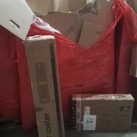 PALLET OF ASSORTED HOUSEHOLD GOODS AND PRODUCTS TO INCLUDE;AIR COOLER.ER,MONITOR,RETRACTABLE SAFETY GATE