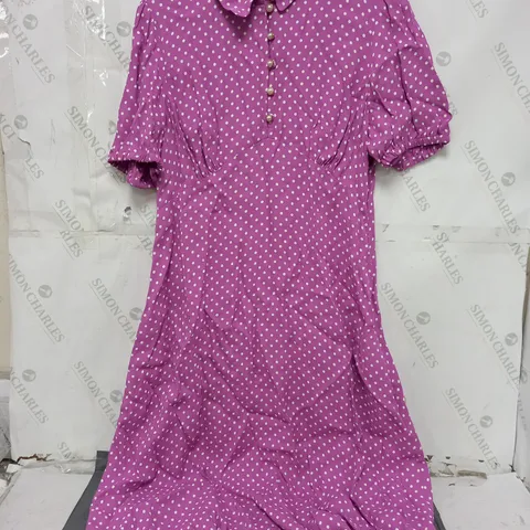 FINERY JULIA SPOT DRESS IN PINK - SIZE 16