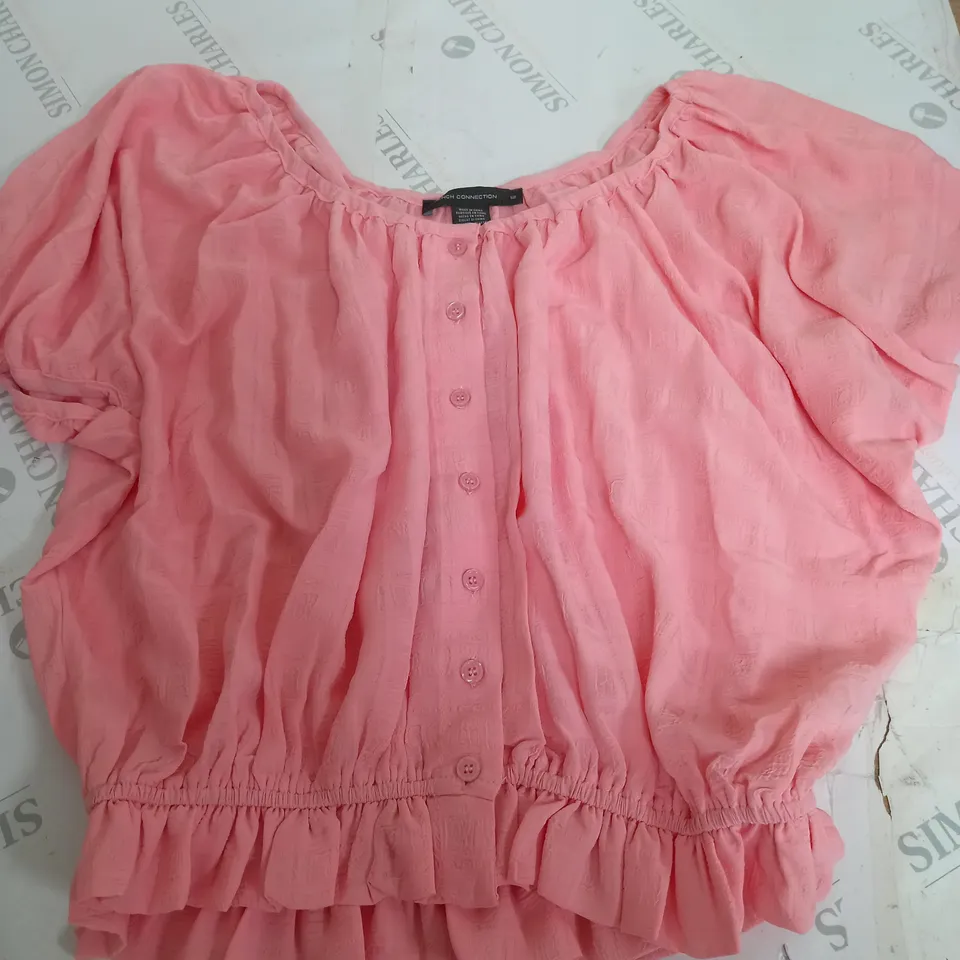 FRENCH CONNECTION FRILLED CROP TOP IN PINK - SIZE 12