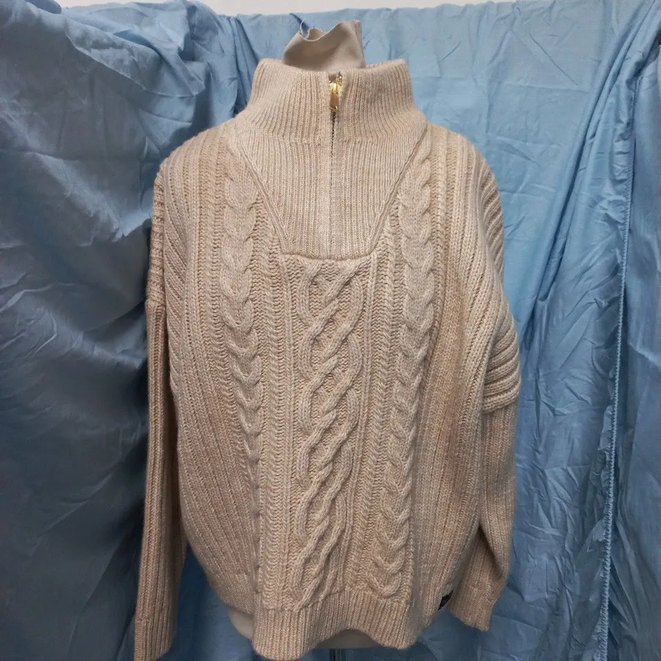 Superdry Cable Zip Neck Jumper – Aran Marl / UK 14