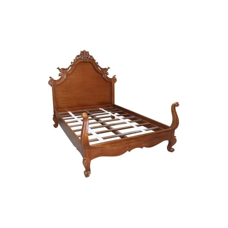 BRAND NEW BOXED HOMES DIRECT 365 MAHOGANY PEACOCK ANTIQUE FRENCH STYLE BEDFRAME SUPER KING SIZE