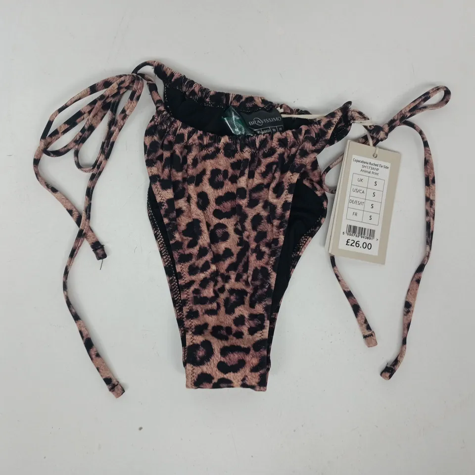 BRAVISSIMO COPACABANA RUCHED TIE SIDE IN ANIMAL PRINT SIZE SMALL